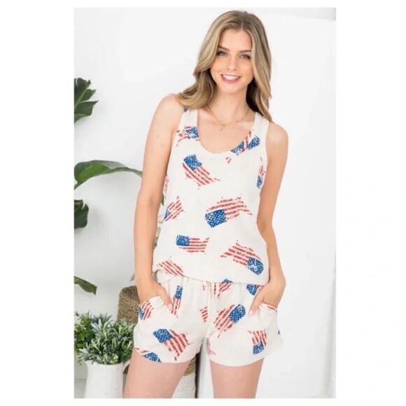 Tank and Shorts Set American Flag Small - Picture 5 of 6